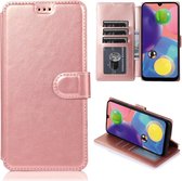 Voor Samsung Galaxy A70s Kalf Textuur Magnetische Gesp Horizontale Flip Leren Case met Houder & Kaartsleuven & Portemonnee & Fotolijst (Rose Goud)