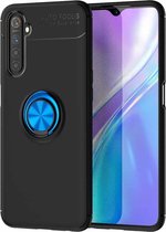 Voor OPPO Realme 6 Lenuo schokbestendige TPU beschermhoes met onzichtbare houder (zwart blauw)