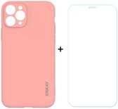 Voor iPhone 11 Pro Max Hat-Prince ENKAY ENK-PC0392 2 in 1 Ultradunne effen kleur TPU Slim Case Soft Cover + 0.26mm 9H 2.5D gehard glas beschermfolie (oranje)