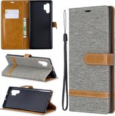 Kleuraanpassing Denim Texture Horizontale Flip Leather Case met houder & kaartsleuven & portemonnee & lanyard voor Galaxy Note10 + (grijs)