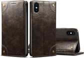 Voor iPhone XS Max Baroque Simple Horizontal Flip Leather Case, met houder & kaartsleuven & portemonnee (zwart)