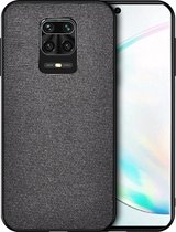 Voor Xiaomi Redmi Note 9 Pro schokbestendige doektextuur PC + TPU beschermhoes (zwart)