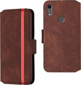 Voor Huawei Y6 (2019) / Honor 8A Retro Frosted Oil Side Horizontal Flip Case met houder en kaartsleuven (wijnrood)