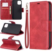 Retro lamsvacht textuur pure kleur horizontale flip pu lederen case voor iPhone 11 Pro Max, met houder & kaartsleuven & portemonnee & lanyard (rood)