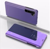 Voor Xiaomi Mi CC9 Pro vergulde spiegel horizontale flip lederen tas met houder (donkerpaars)