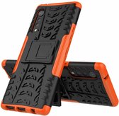 Voor LG Velvet Tyre Texture Shockproof TPU + PC beschermhoes met houder (oranje)