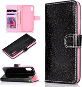 Voor iPhone XS Glitter Poeder Horizontale Flip Leren Case met Kaartsleuven & Houder & Fotolijst & Portemonnee (Zwart)