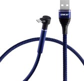 ENKAY ENK-CB105 2.4A USB naar USB-C / Type-C Doektextuur Ronde kabel Gegevensoverdracht Oplaadkabel met houderfunctie, lengte: 1 m (blauw)