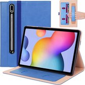 Voor Samsung Galaxy Tab S7 Plus T970 (2020) Retro Textuur PU + TPU Horizontale Flip Leren Case met Houder & Kaartsleuven & Handriem (Blauw)