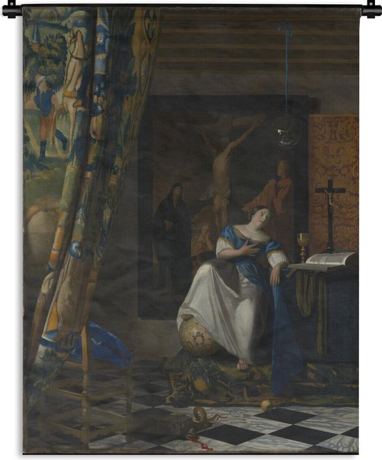 Wandkleed Johannes Vermeer - Allegorie op het geloof - Schilderij van Johannes Vermeer Wandkleed katoen 60x80 cm - Wandtapijt met foto