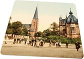 Oud Stadsgezicht Arnhem - Velperplein, Musis Sacrum en Sint Martinuskerk - Oude Foto Print op Muismat 22x20cm