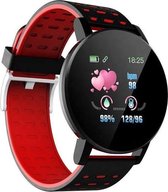 Belesy® Fresh – Smartwatch - Zwart/Rood - Cadeau