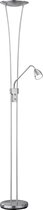 LED Vloerlamp - Nitron Azorina - 20W + 5W - Warm Wit 3000K - 2-lichts - Dimbaar - Rond - Mat Nikkel - Aluminium