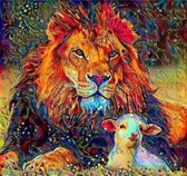 Diamond painting lion & lamb abstract 40x50cm square drill