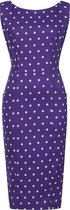 Collectif Hepburn Pretty Polkadot 50's Pencil Jurk Paars