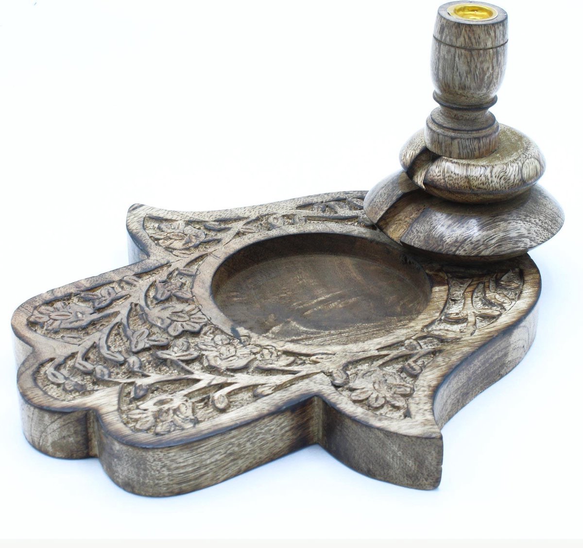 Großer Mango Holz Räuchergefäß - Hamsa 2. Stuks