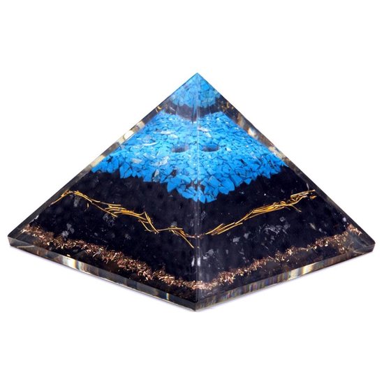 Orgonite Piramide - Turquoise & Zwarte Toermalijn - 7x7x5cm