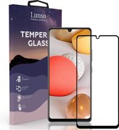 Lunso - Geschikt voor Samsung Galaxy A42 - Gehard Beschermglas - Full Cover Screenprotector - Black Edge