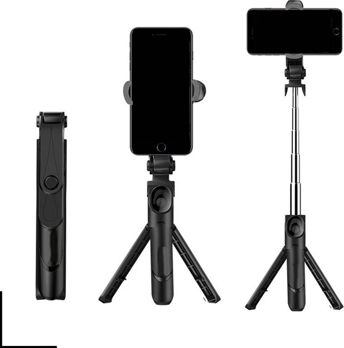 Picca 3 in 1 Tripod - Verstelbaar Camera Statief - Bluetooth Afstandsbediening - Zwart - Picca