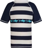 Snapper Rock - UV zwemshirt - Donkerblauw/ wit gestreept met haaien - maat 98-104cm