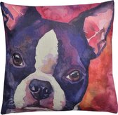 Clayre & Eef Sierkussen 43*43 cm Paars, Rood, Wit Synthetisch Hond Vierkant Kussenhoes met Kussenvulling