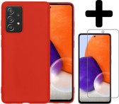 Samsung A72 Hoesje Met Screenprotector - Samsung Galaxy A72 Case Cover - Siliconen Samsung A72 Hoes Met Screenprotector - Rood