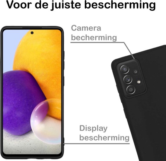 Coque Samsung A72 Coque en Siliconen Zwart avec Protecteur d'Ecran - Coque Samsung Galaxy A72 Coque en Silicone avec Protecteur d'Ecran - Zwart
