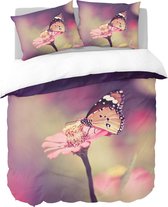 Y-NOT - Butterfly Flower - Dekbedovertrek - Katoensatijn - 1 Persoons - 140x200/220 cm - Multi