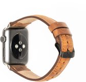 Leren Bandje Apple Watch - Goud Bruin - 38/40/41mm - Space Grey Connectors - Oblac®