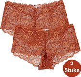 INSUA  Dames Hipster Kant Slips - 2-Pack -  Oranje - Maat M