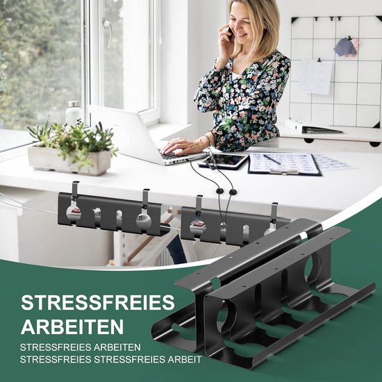 Univivi Unter dem Kabel Management Schreibtisch, 90cm Ohne Bohren Kabelkanal Schreibtisch Fexibel Oganizer, Klemmen/Schraubmontage, Stabiles Wasserfestes Kabeltray für Büro und Zuhause