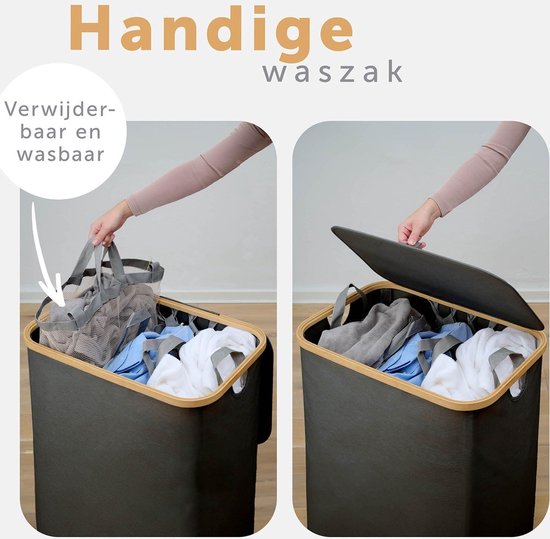 Blumtal Wasmand 150L - Wasmand Met 3 Uitneembare Was Wasmand Met 3 Vakken Smalle Wasmand Flesverzamelaar Wasmand Met Deksel Zwart 752147874 Blumtal Wasmand 150L - Wasmand Met 3 Uitneembare Was Wasmand Met 3 Vakken Smalle Wasmand Flesverzamelaar Wasmand Met Deksel Zwart 752147874