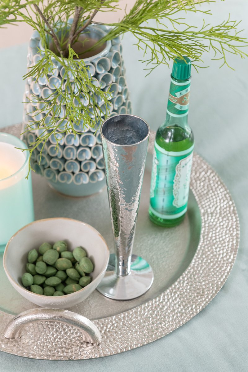 J-Line glas champagne Oneffen - glas - zilver - 4 stuks