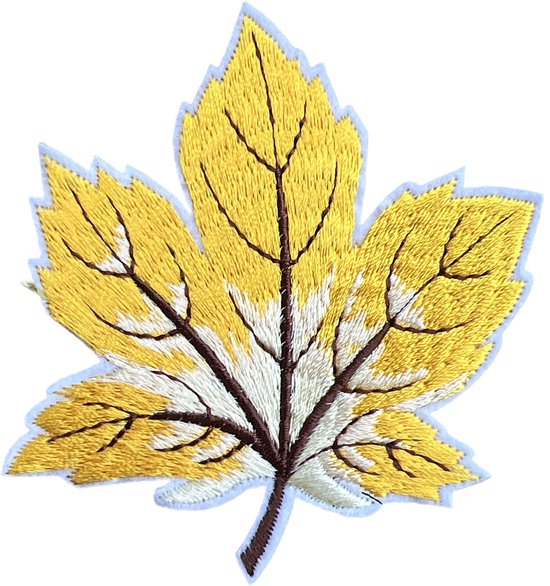 Foto: Herfstblad herfst blad strijk embleem patch geel 7 5 cm 8 cm geel