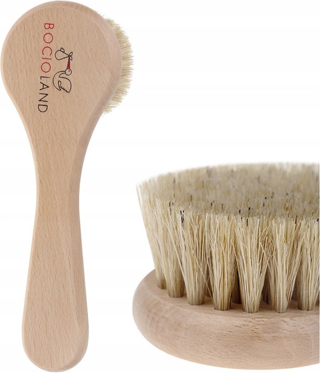 Goedkoopste Bocioland - Houten Haarborstel - natuurlijke borstelharen - 14 cm Beige