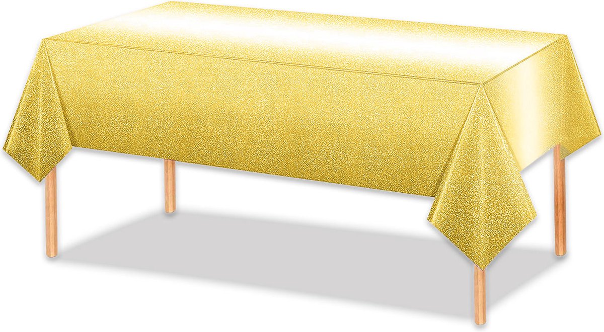 LUQ - Luxe Tafelkleed Glitter Goud Verjaardag Versiering Tafelloper Plastic Tafelzeil Feest Tafellaken Xl Formaat