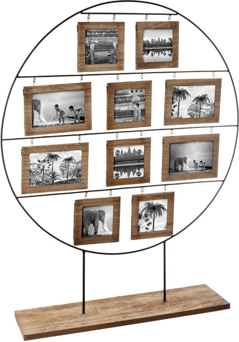 Vijftig foto's op een ijzeren en houten fotolijst VIVEK