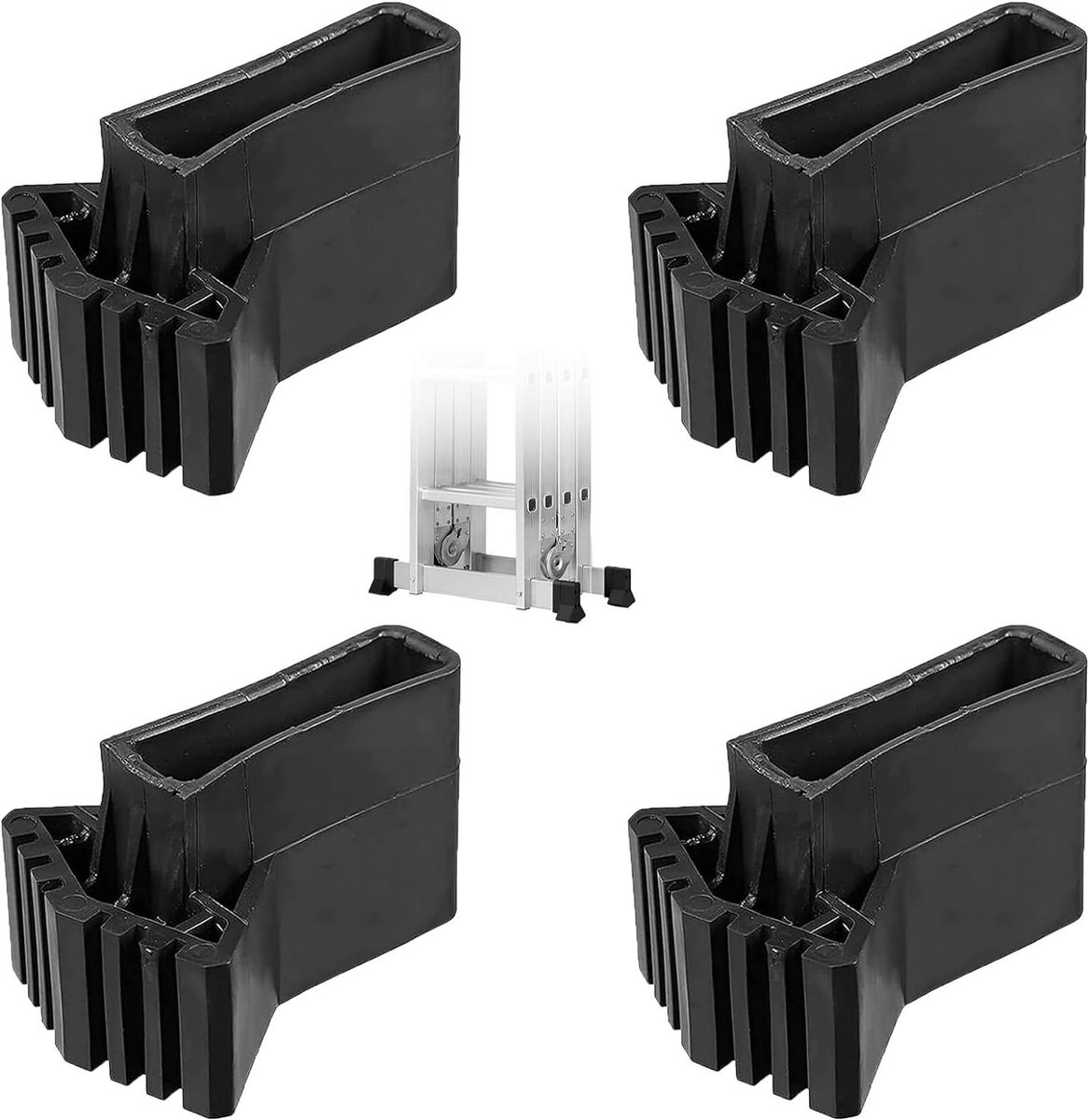 Antislip laddervoetkussen - Set van 4 - Rubberen voeten - Geschikt voor telescopische, technische en visgraatladders - Zwart Ladder Feet