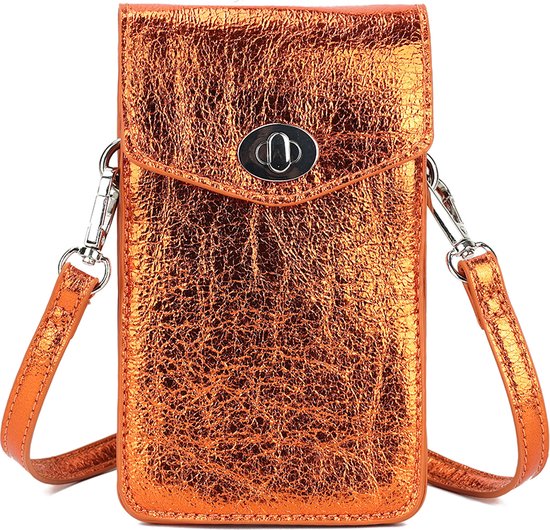 Giuliano Sac de téléphone métallique Britt - orange