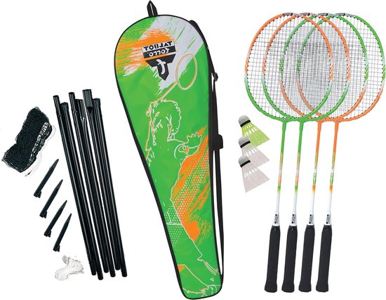Set Badminton Talbot Torro 4-Attacker Plus | 4 Racchette E 3 Volani | Rete E Borsa Incluse | Per Gioco Ricreativo