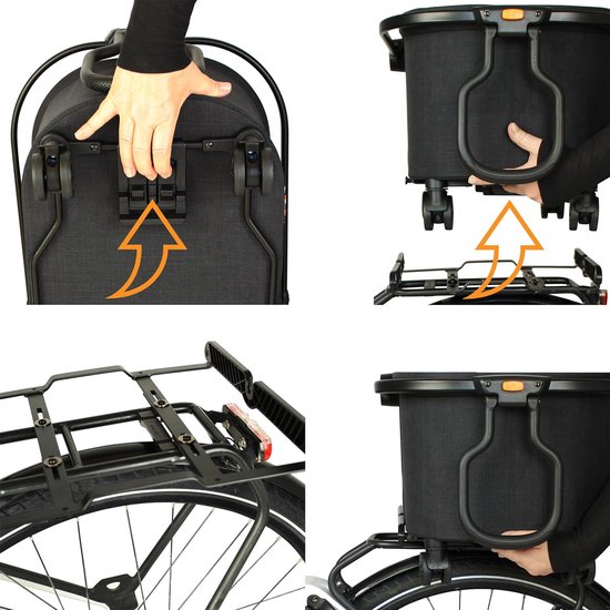 MY DUQUE - MULTI 2-in-1 - fietsmand en boodschappentrolley, opvouwbaar, inclusief houder, gebruiksvriendelijk, fietstas, demontabele fiets shopping- boodschappenmand voor bagagedrager