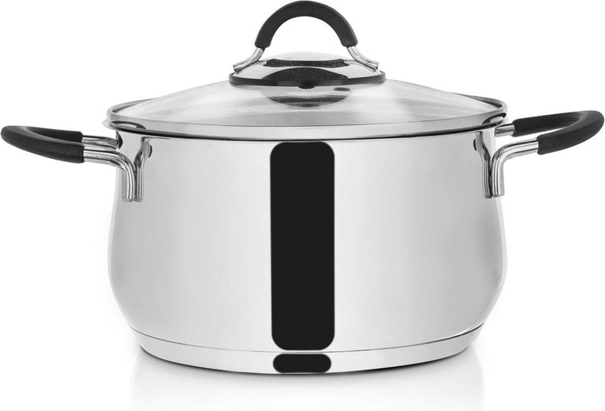 Orion group Kookpan Edelstaal met Glazen Deksel DALIE 20 cm 3 7 l Kookpot Soeppan