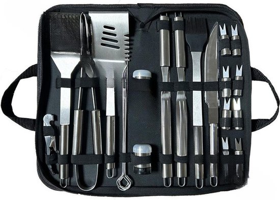 ROMANTICIST 28pcs Grillkoffer mit Grillmatte für Männer - Heavy Duty Komplette G