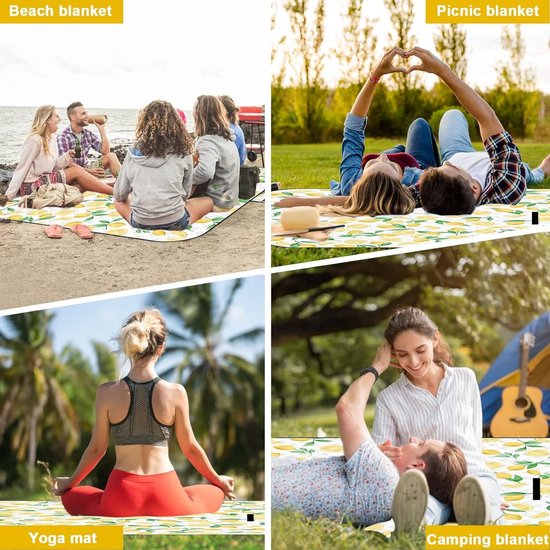 TRESKO® XXL 200 x 200 cm picknickkleed acryl waterdicht | campingkleed voor buiten met handgreep | warmte-isolerend en zacht PNDKE36
