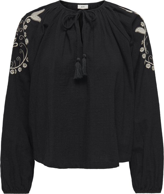 Foto: Jacqueline de yong blouse jdybianca l s emb top wvn 15333836 black peyote emb dames maat xxl