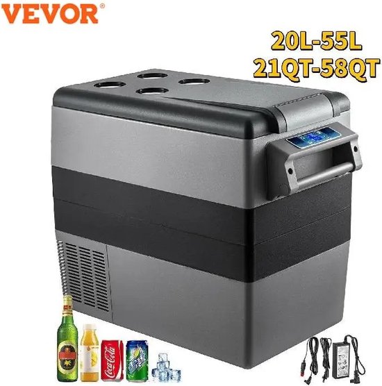 Foto: Verkoop nederland 55l koelbox auto koelbox electrisch koelkast vriezer draagbare compressor koeler 12 24v dc 110 240v ice box voor camping 60w