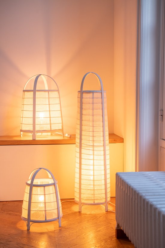 J-Line lampe Rya coton/bambou - blanc - large