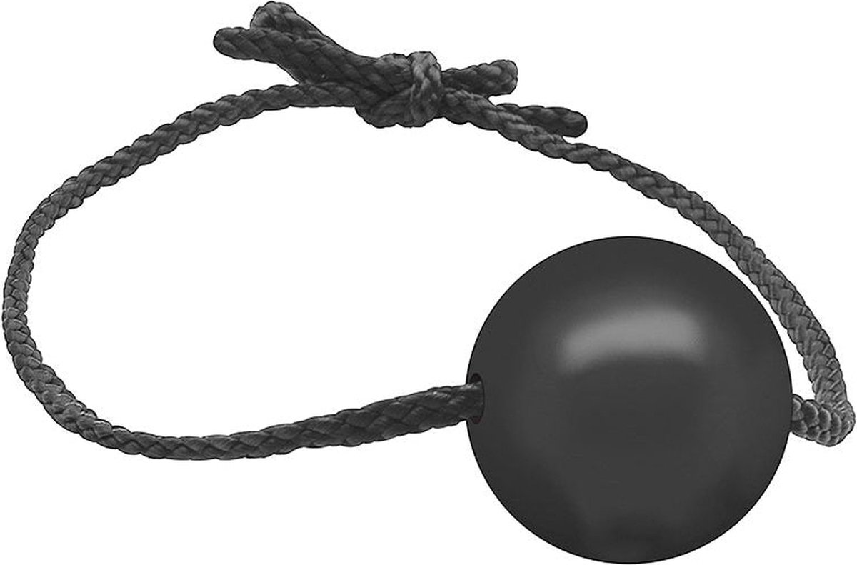 Goedkoopste Black Label - Siliconen Ball Gag - Diameter 40 mm - Leren Koord - Zwart