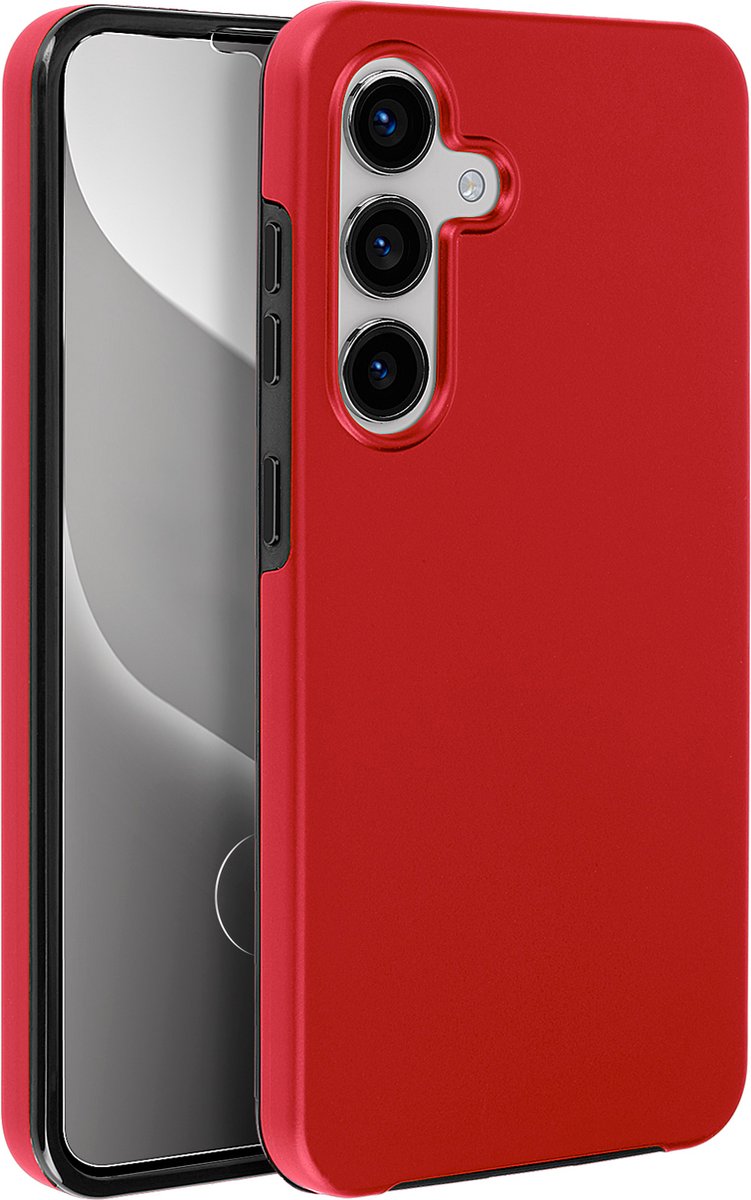 Hoes Geschikt voor Samsung Galaxy S24 Plus Achter Stijf Voor Zacht Tactiel, Rood