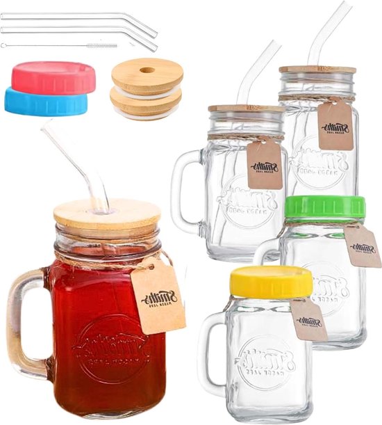 Waterglazen Glazen mokken Set van 4/6, 6,3oz glas brede mond koffiemok, glazen theekopjes met comfortabele handgreep, loodvrije drinkglazen voor thuis keuken (Color : A Waterglazen Glazen mokken Set van 4/6, 6,3oz glas brede mond koffiemok, glazen theekopjes met comfortabele handgreep, loodvrije drinkglazen voor thuis keuken (Color : A